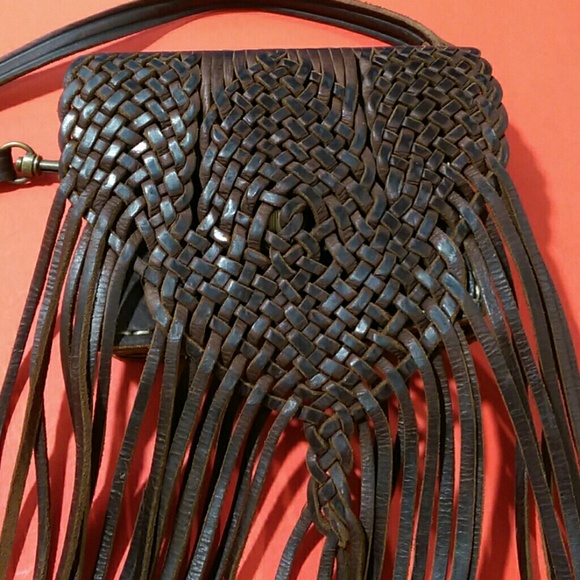 Vintage Handbags - Vintage Leather Fringe Crossbody Bag