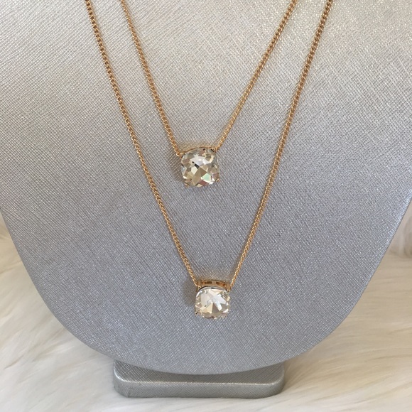 Gold crystal double chain necklace 26" pendant - Picture 4 of 4