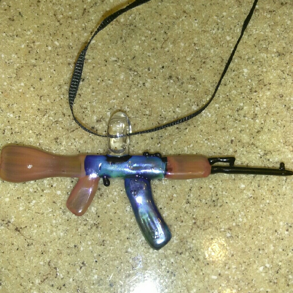 Handblown glass gun necklace