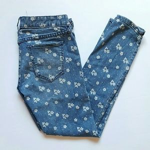 Free People floral denim skinny jeans