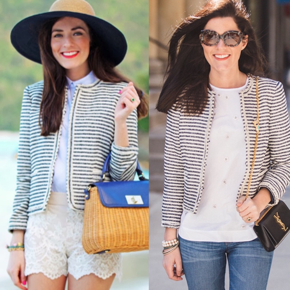 💋 Alice + Olivia Kidman Bouclé Jacket in Navy