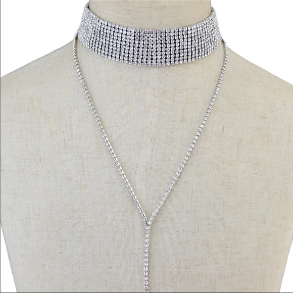 New Fashion Long Crystal Tassel Choker Necklace - Picture 2 of 2