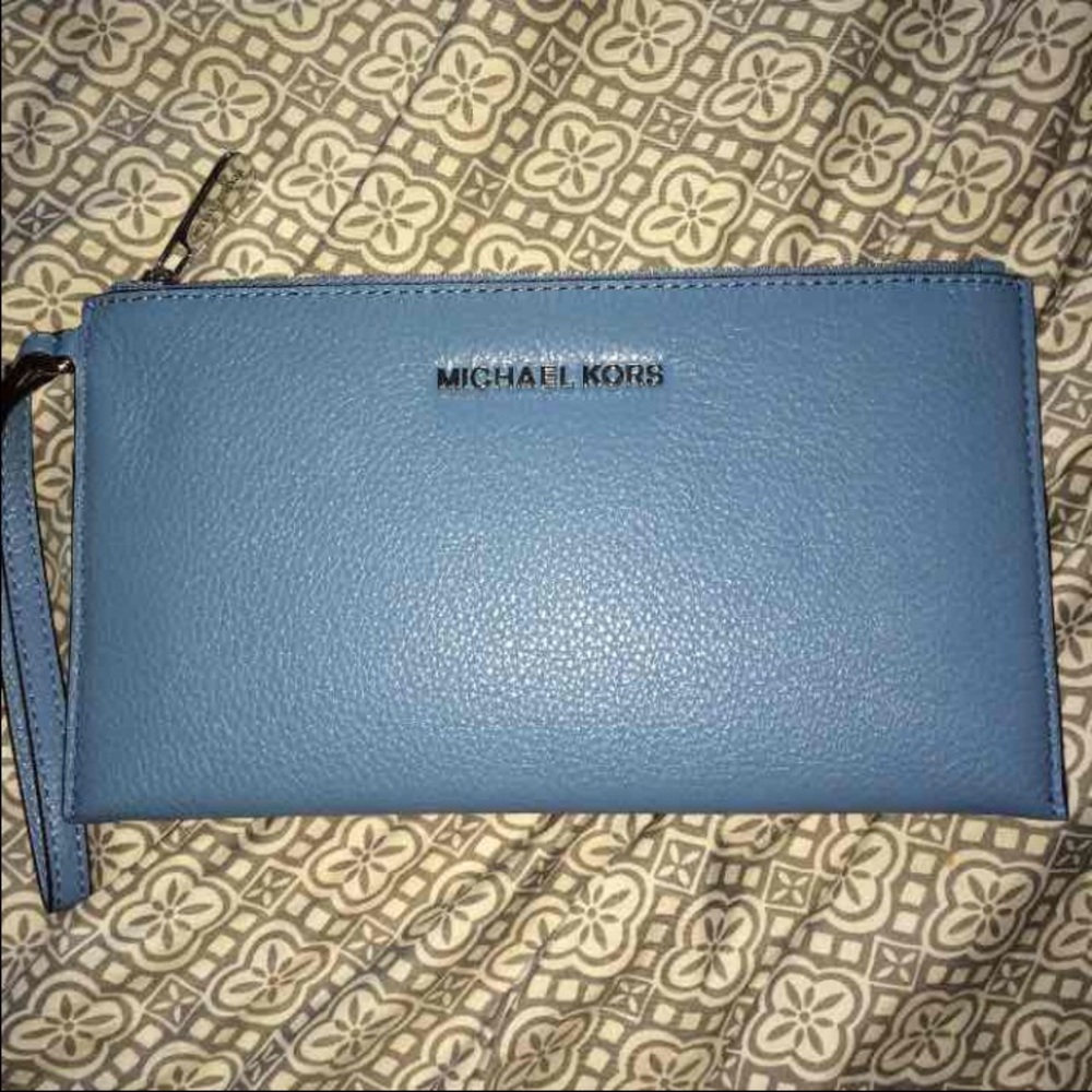 Sky blue Michael Kors wristlet