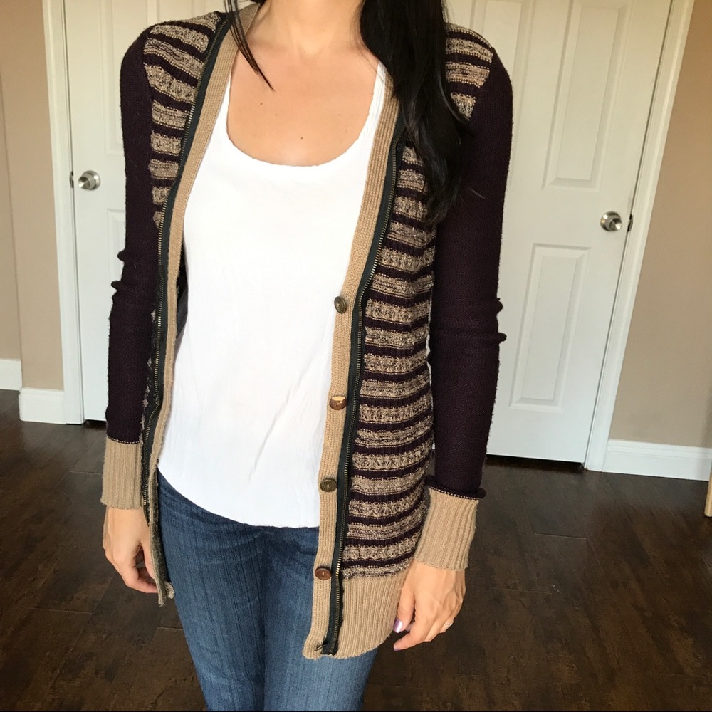 BKE Purple & Tan Sweater