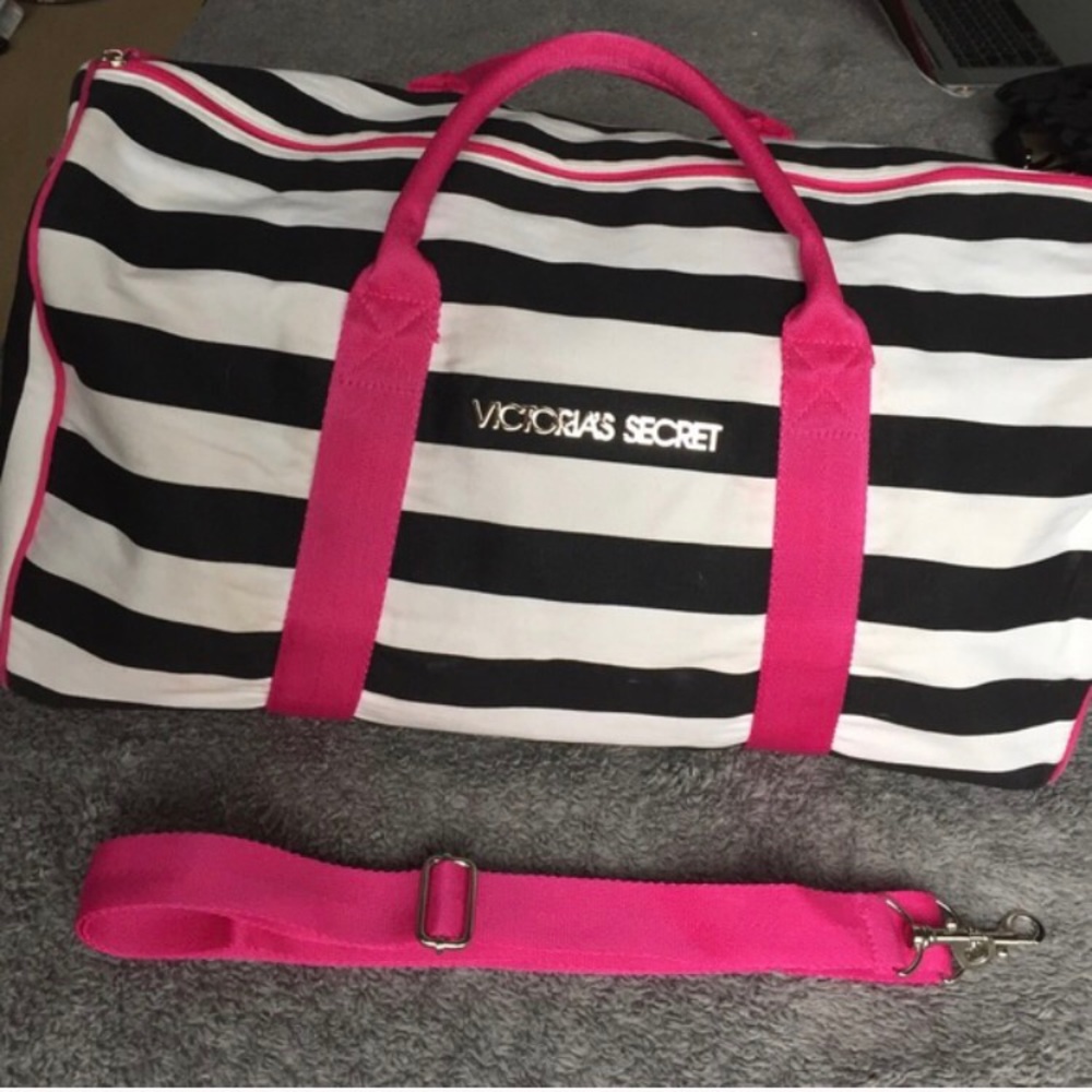 Victoria's Secret - Black & White Striped Duffel