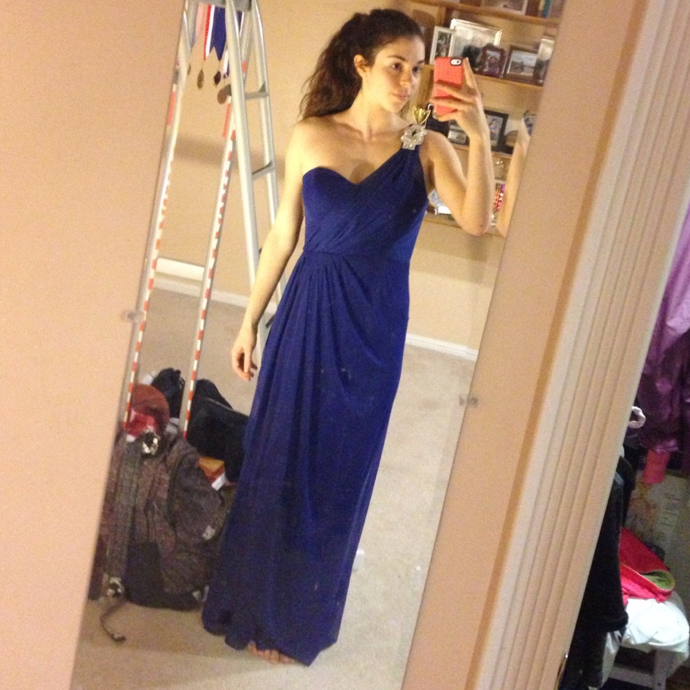 Blue prom ball formal dress gown long
