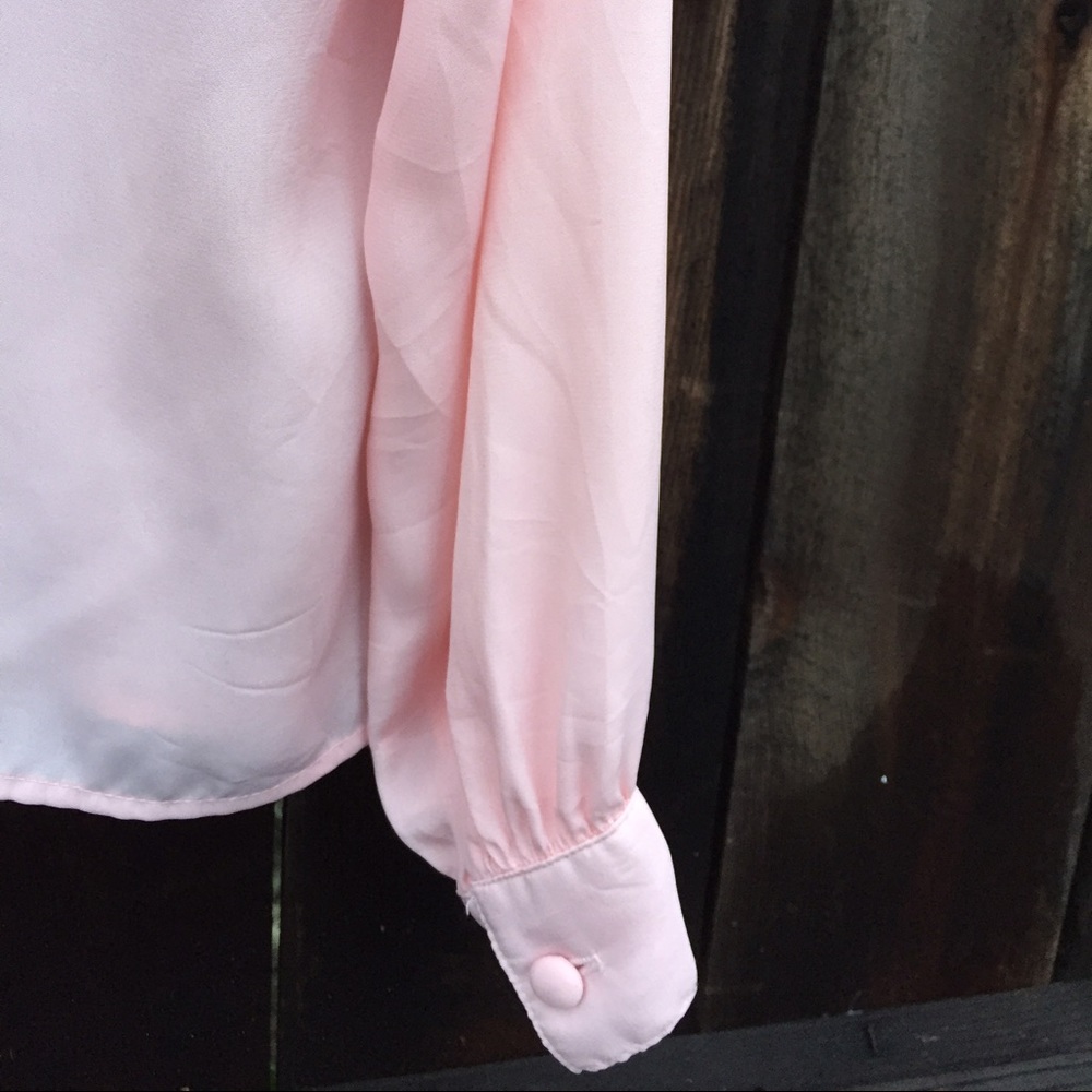 VTG 1980s PINK V NECK BLOUSE SZ M - Picture 3 of 3