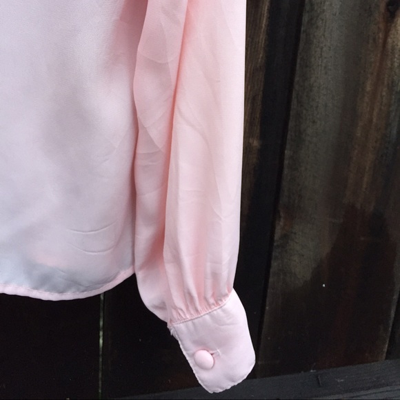 VTG 1980s PINK V NECK BLOUSE SZ M - Picture 3 of 3