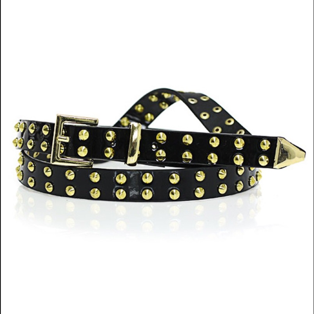 🌸Black & gold studded waist belt