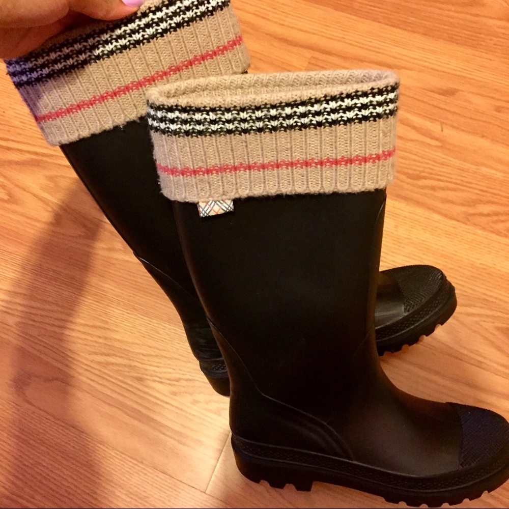 Burberry Knit Cuff Rain Boots Size 6