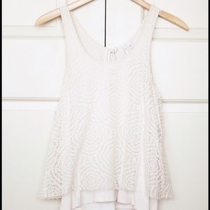Lacy cream tank top