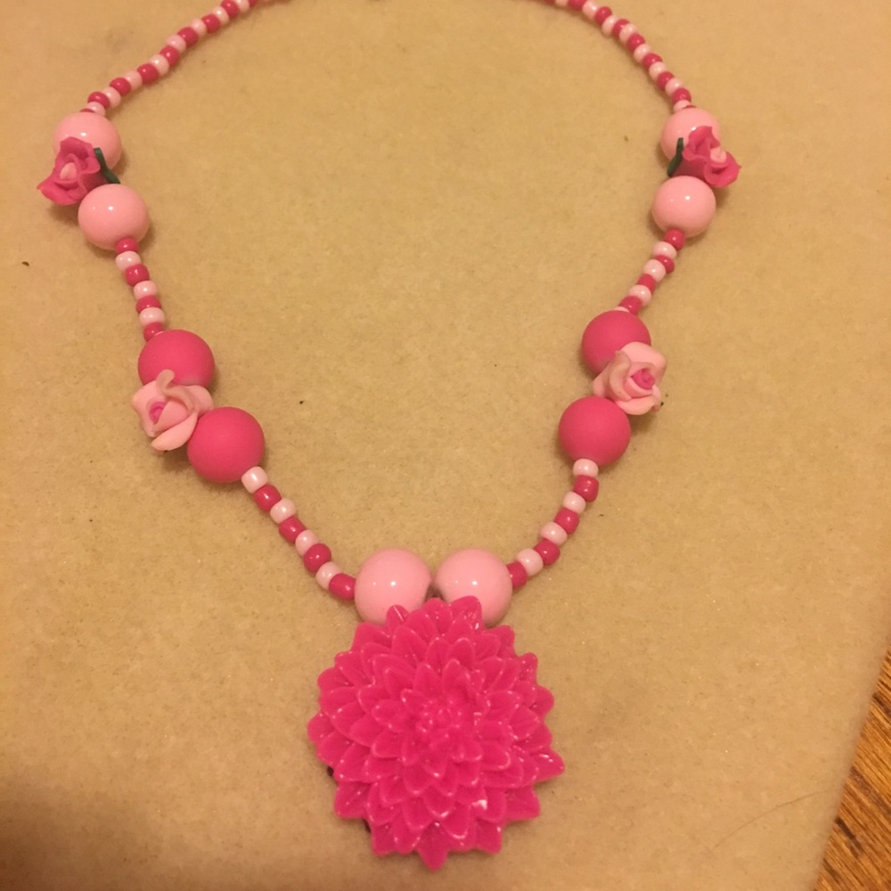 Pink rose necklace