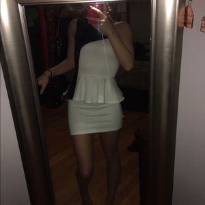 Peplum One Shoulder Body Con Dress