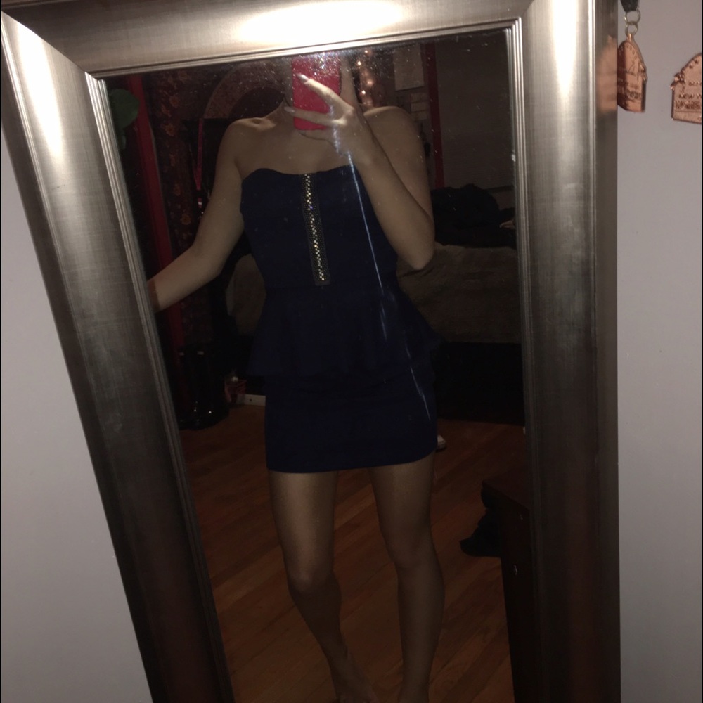 Strapless Peplum Mini Dress
