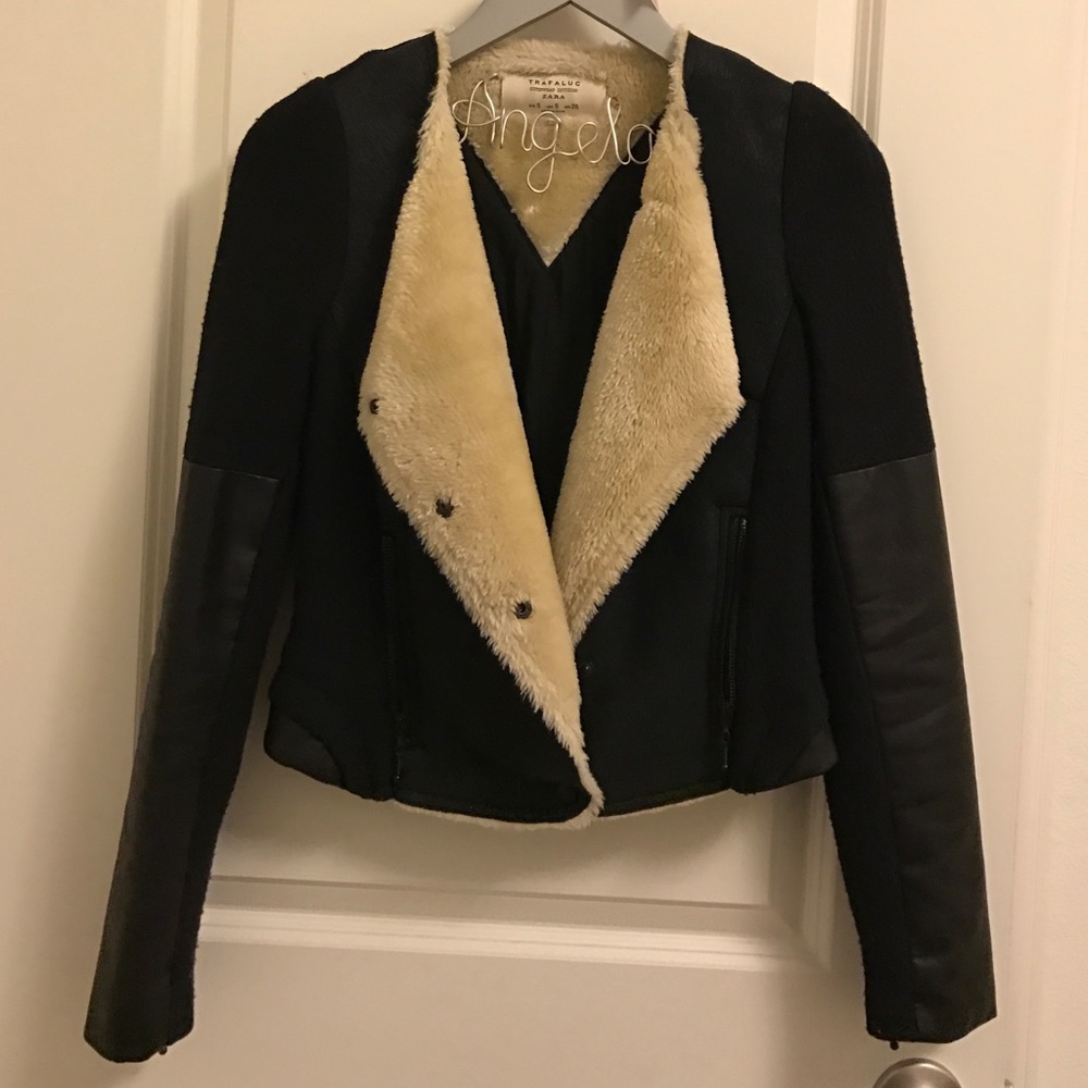 Zara winter short racer jacket with fur inside
