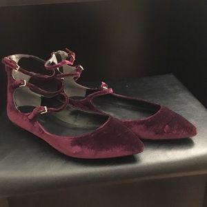 Velvet burgundy flats