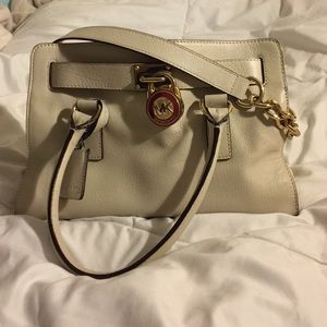 Michael Kors Hamilton Satchel Vanilla Gold white