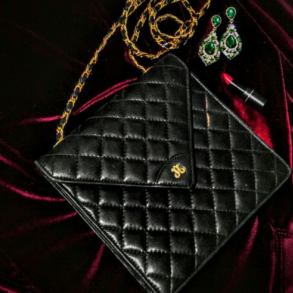 Authentic Jay Herbert Quilted black gold chain bag