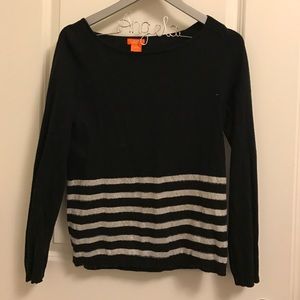 Black sweater with white strips
