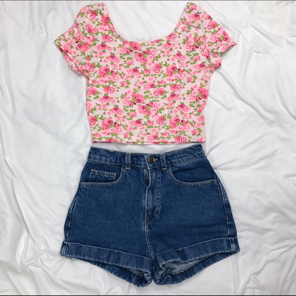 H&M Pink Floral Crop Top