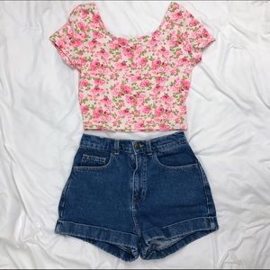 H&M Pink Floral Crop Top