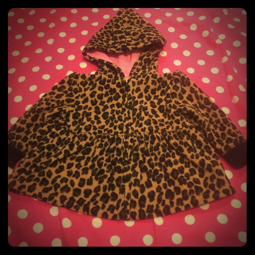 Leopard fleece peplum hoodie.