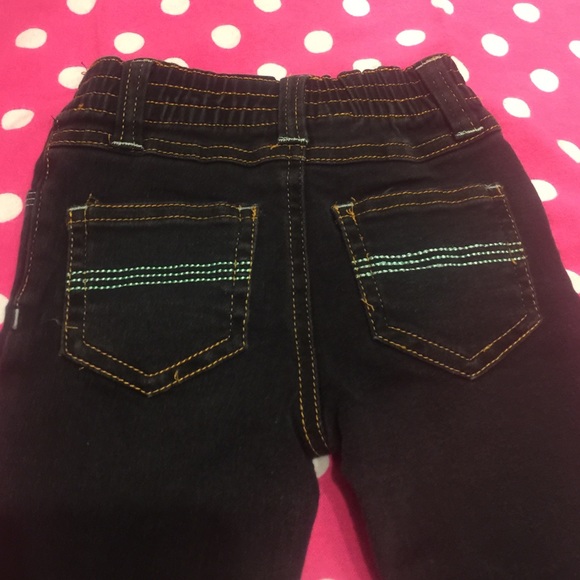 Black and mint green letterman jacket and jeans. - Picture 3 of 4