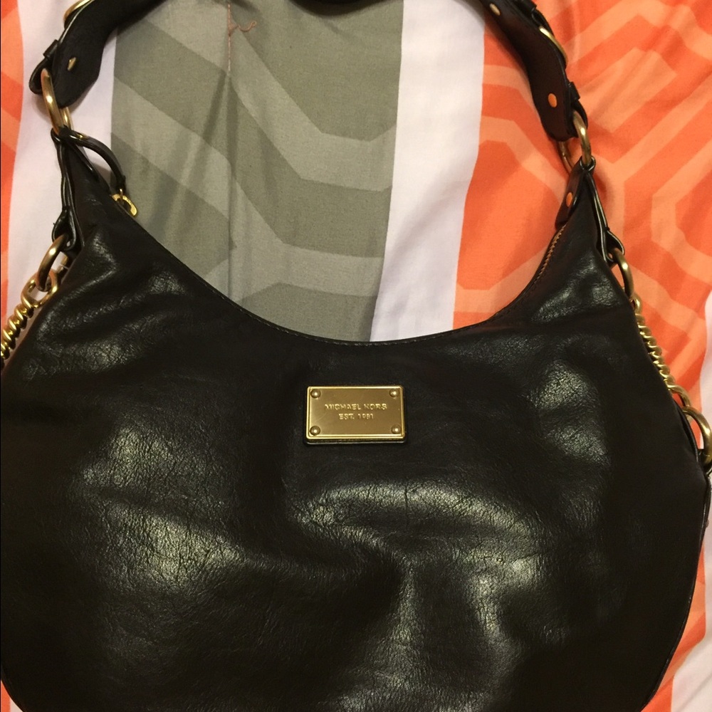 EUC Michael Kors Black Leather Hobo Bag