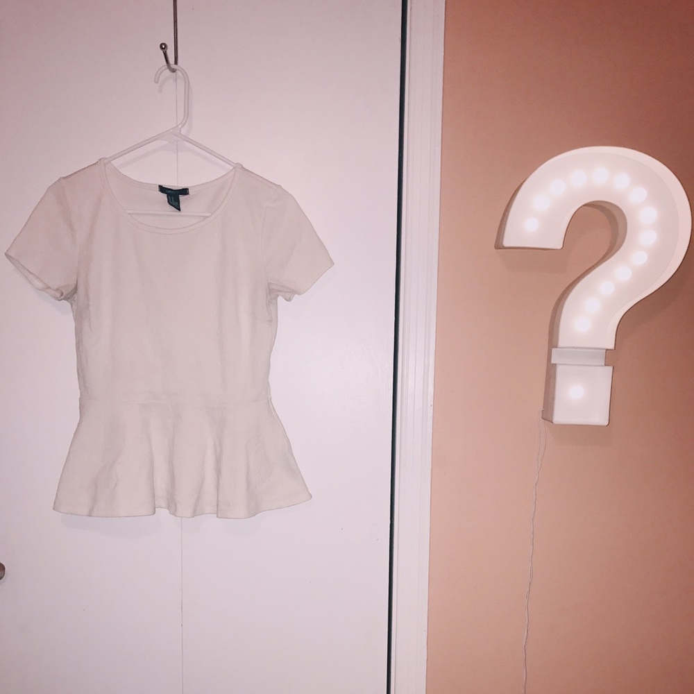 WHITE • QUILTED • PEPLUM TOP