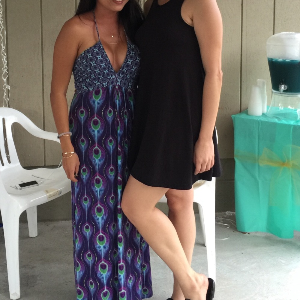 Peacock Halter Maxi Dress