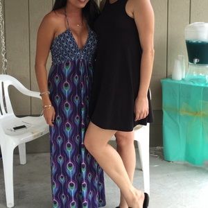 Peacock Halter Maxi Dress