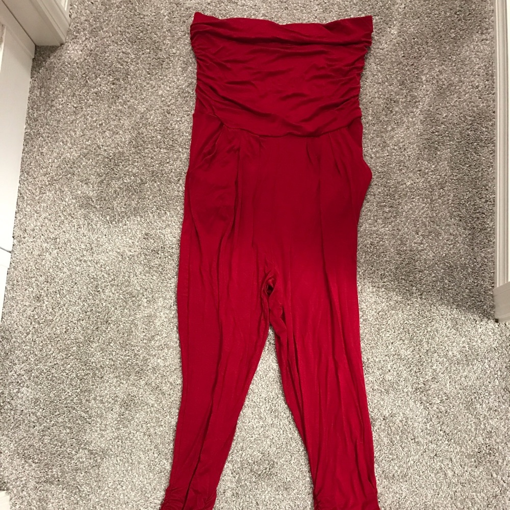 Red Long Pants Romper