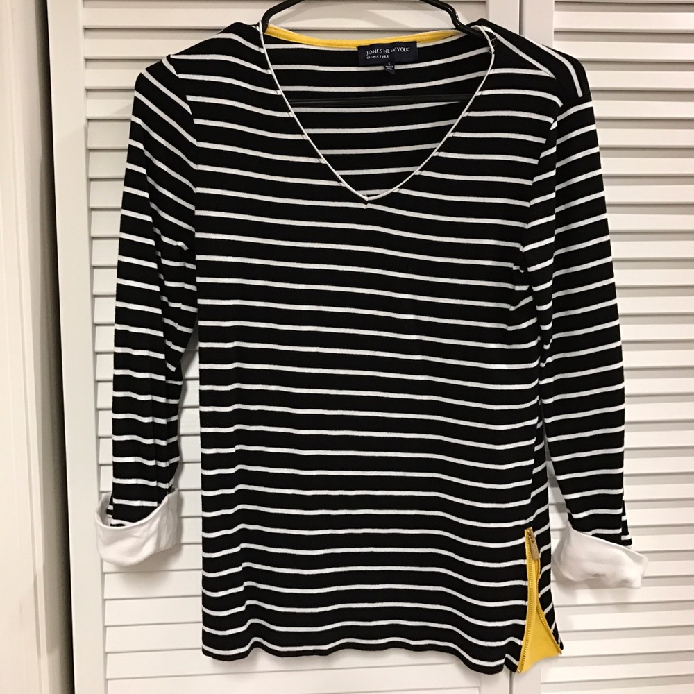 Jones New York Long Sleeve Striped Top