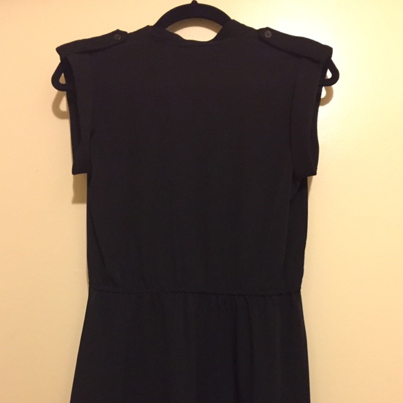 Black, sleeveless, button-down shirt dress. - Picture 3 of 4
