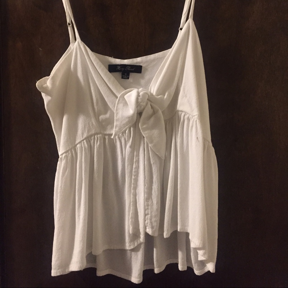 White front tie tank top