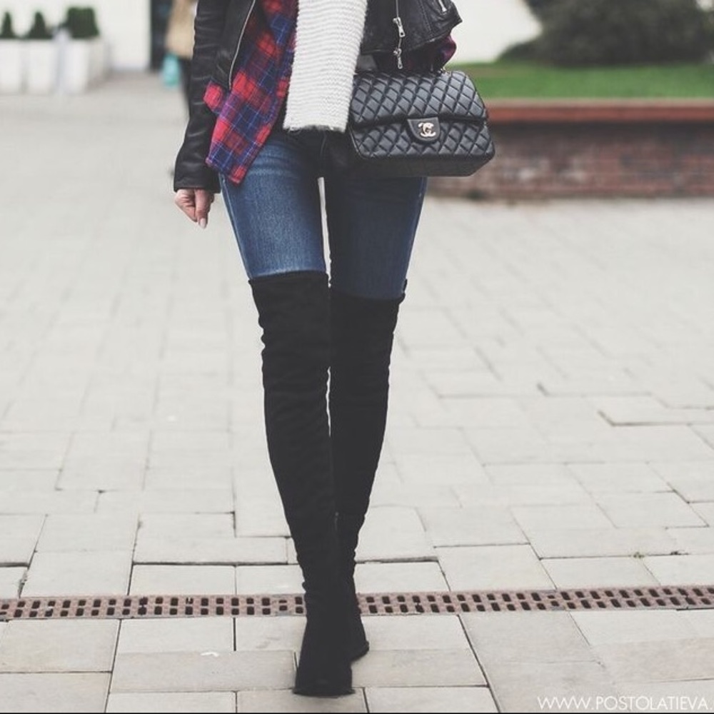 Suede over the knee boots / flat heel