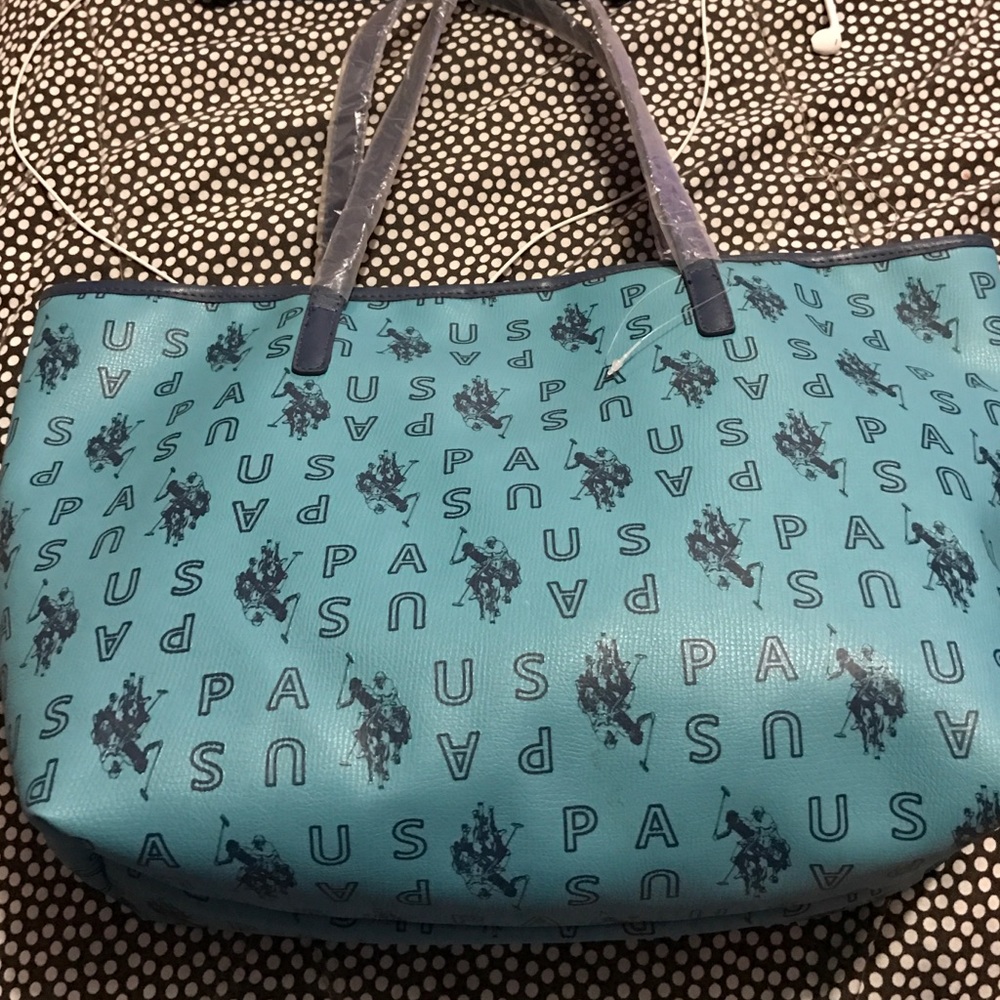 New U.S Polo Assn. tote all over logo Blue