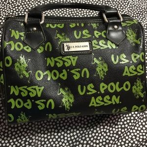 U.S Polo Assn. purse in black/green all over logo
