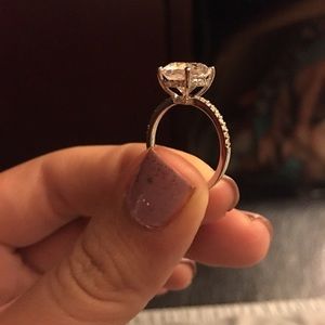 Lab created sapphire and natural diamond ring