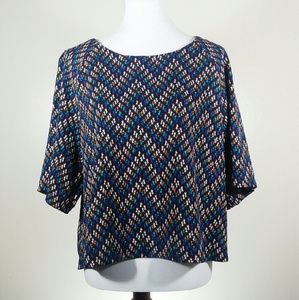 Bobeau multicolor chevron geometric blouse