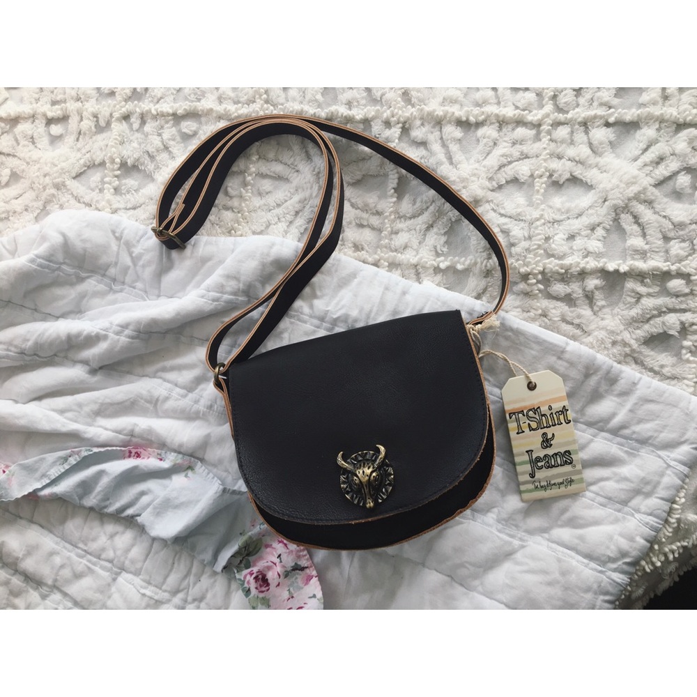 mini black bull crossbody bag