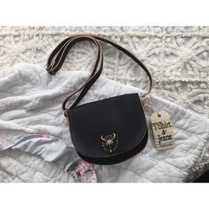 mini black bull crossbody bag