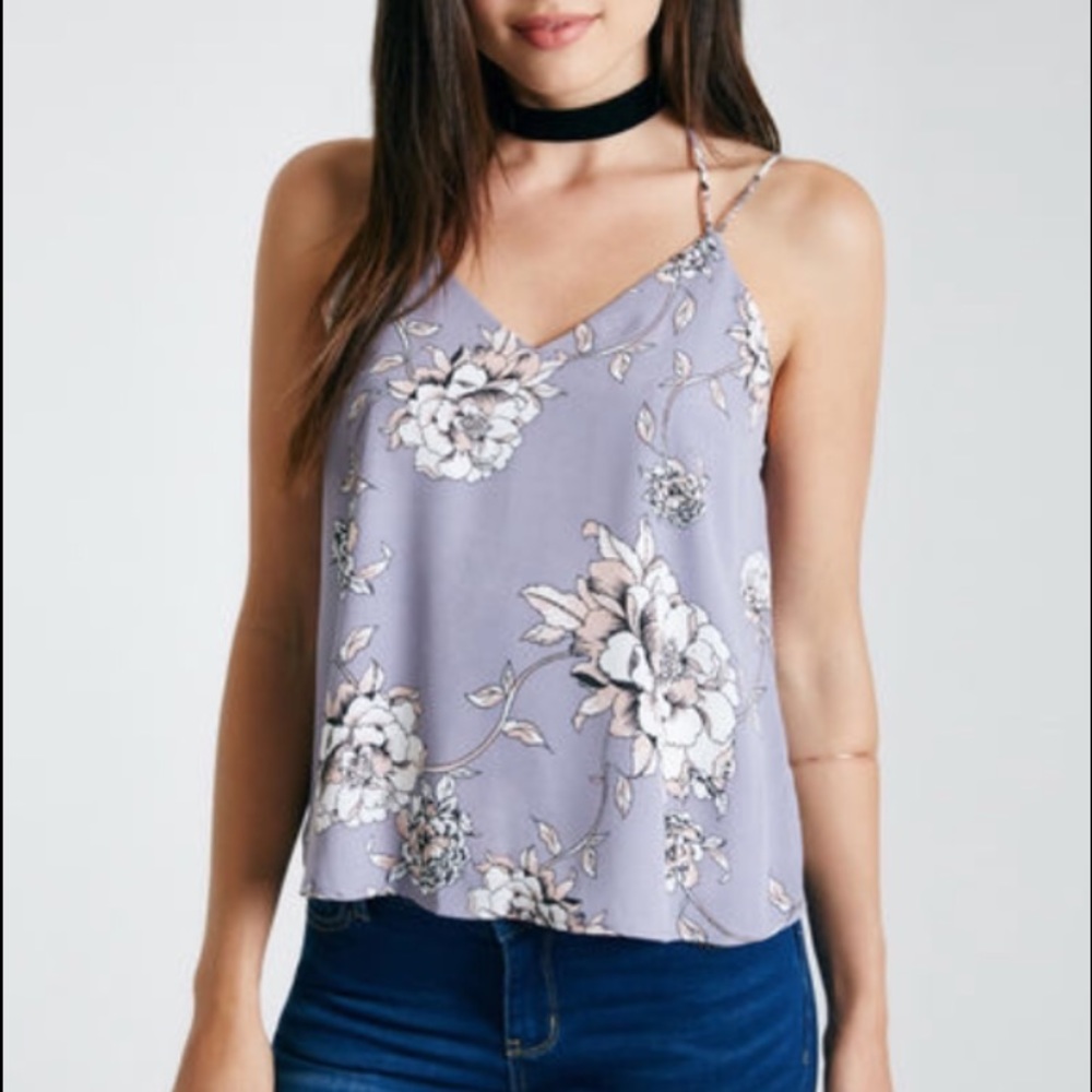 Floral lilac strappy tank - Picture 2 of 8
