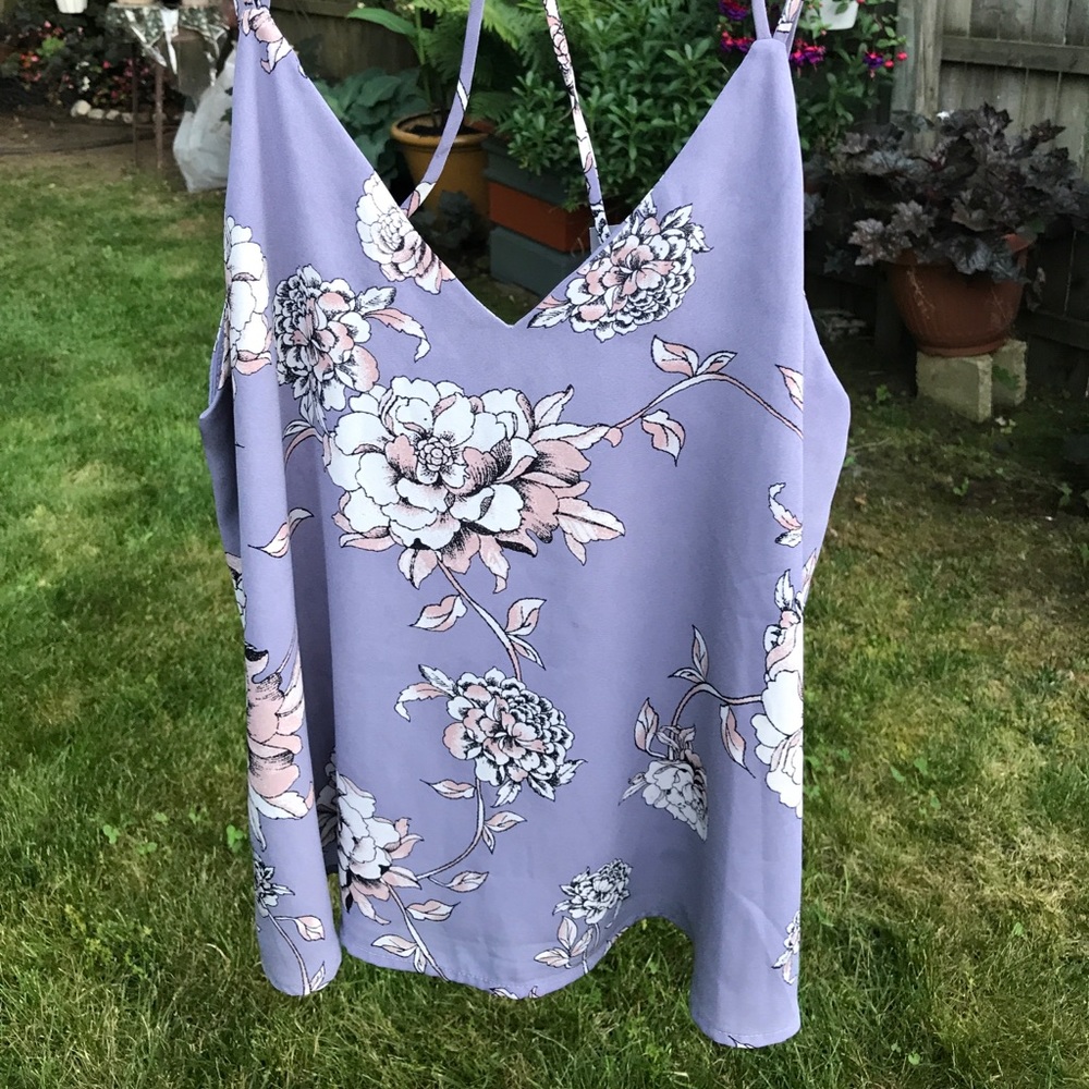 Floral lilac strappy tank - Picture 5 of 8