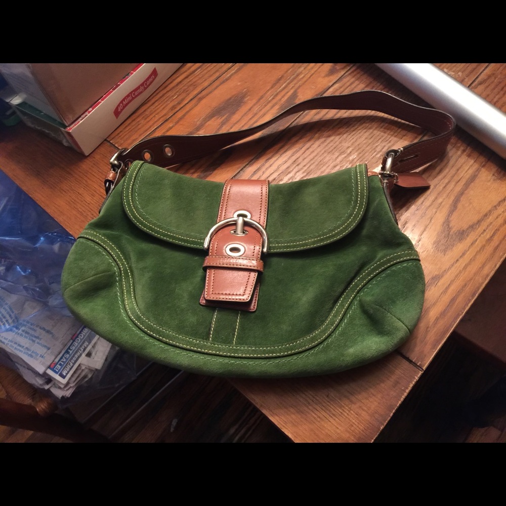 Coach soho green suede purse