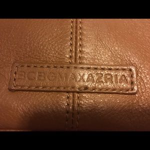 BCBG Max Azria tan leather clutch