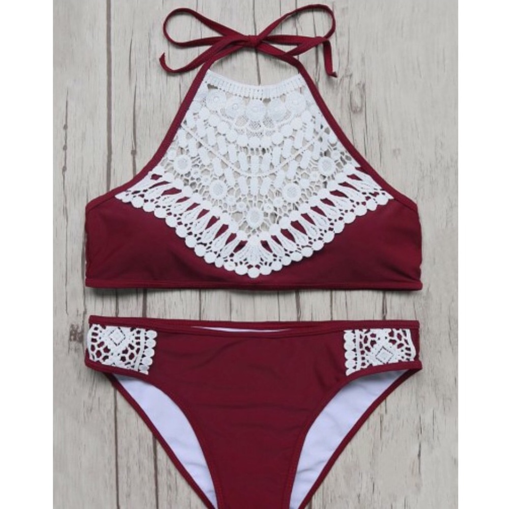Crochet halter bikini set