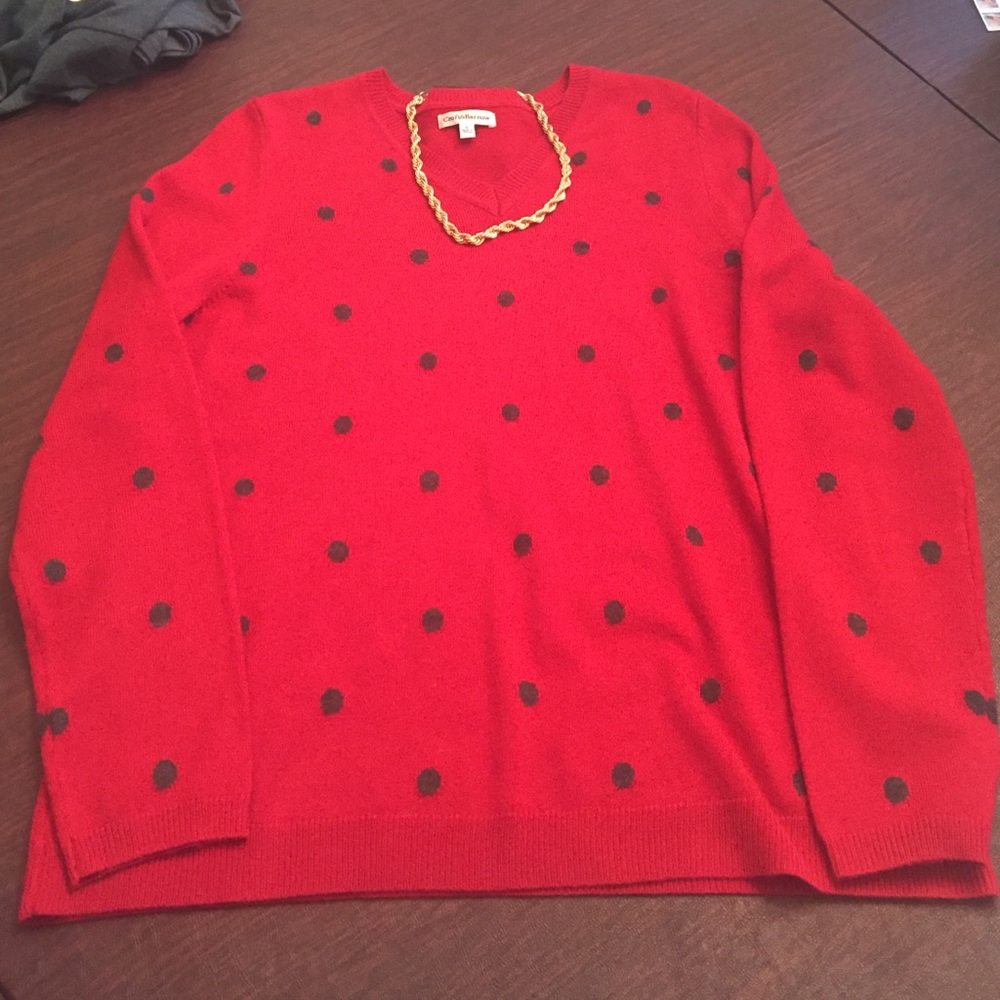 Craft & Barrow Red Polka Dot Sweater