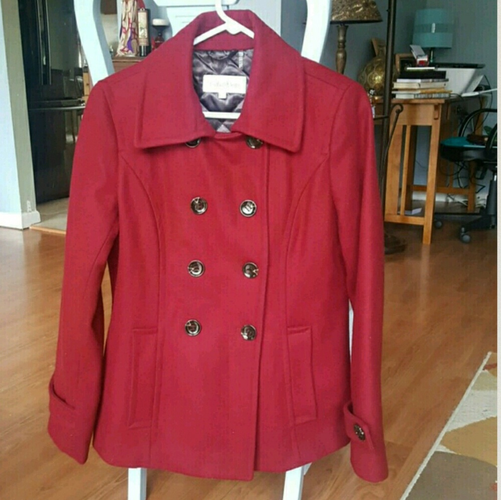 Calvin Klein burgundy peacoat