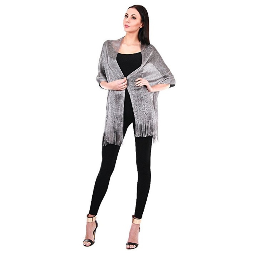 Two Tone Metallic Fishnet Party Shawl Lurex Scarf